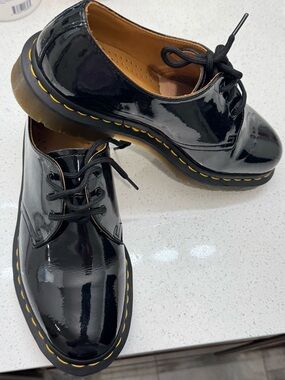 Dr. Martens Black Patent Leather 3-Eye Derby Shoes